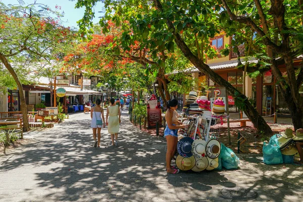 Famous Main Walking Street Tourists Shopping Bar Restaurant Praia Forte — Stock Photo, Image