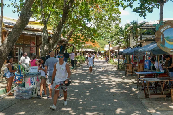 Famosa Rua Principal Para Turistas Compras Bar Restaurante Praia Forte — Fotografia de Stock