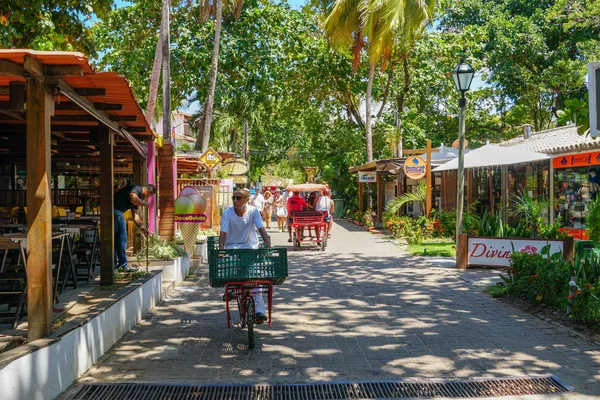 Famosa Rua Principal Para Turistas Compras Bar Restaurante Praia Forte — Fotografia de Stock