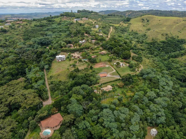 Aerial view of luxury villa in tropical valley, Brazil