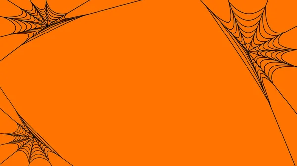 オレンジの背景にクモの巣ハロウィン — ストック写真