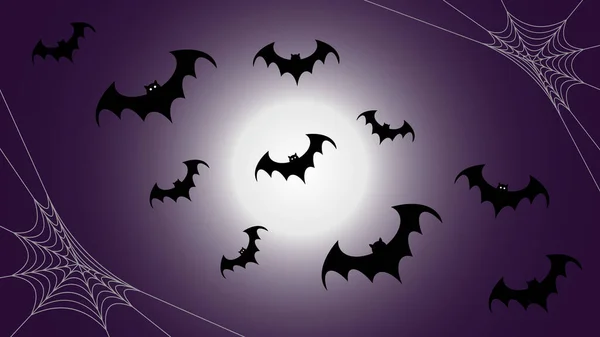 飞行的黑色蝙蝠的轮廓，装饰之间的光环 — 图库照片