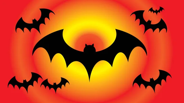 Flying bblack bat silhouettes, halloween decoration — Stock Photo, Image