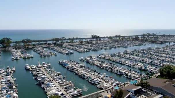 Dana Point Harbor Yat Yelkenli Ile Onu Marina Havadan Görünümü — Stok video