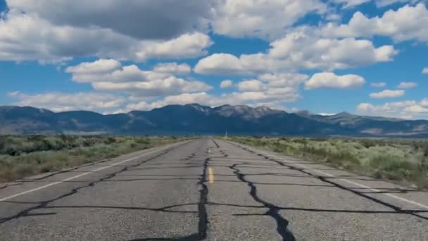 Driving Endless Desert Road Point View Shot Driving Long Straight — Stock Video