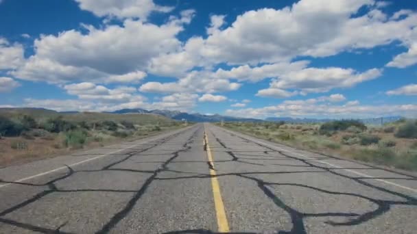 Guidando Lungo Strada Sterminata Del Deserto Punto Vista Girato Guidando — Video Stock