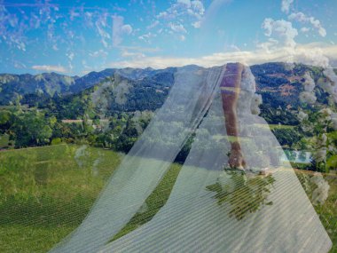 Gelin Silueti Doğa manzarası üzerine.