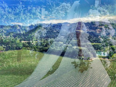 Gelin Silueti Doğa manzarası üzerine.