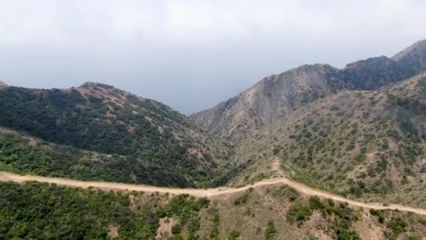 Veduta aerea dei sentieri escursionistici in cima alle montagne dell'isola di Santa Catalina — Video Stock