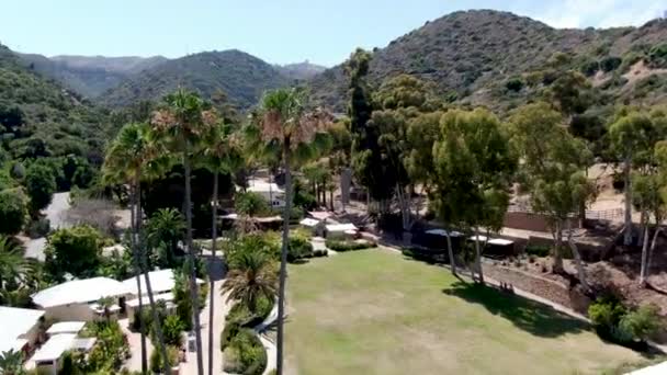 Aerial view of Santa Catalina Island with Descanso bay and beach club. USA — Stock Video