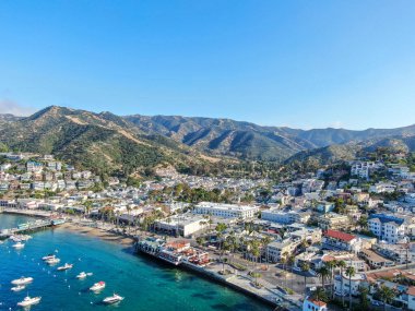 ABD 'nin Santa Catalina Adası' ndaki Avalon Körfezi 'nin havadan görüntüsü