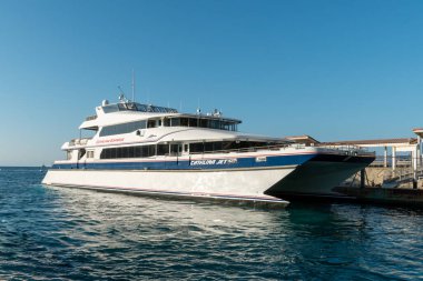 ABD 'nin Santa Catalina Adası yakınlarındaki Catalina Express sürat teknesinin havadan görüntüsü