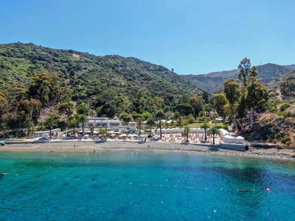 Légi kilátás Santa Catalina sziget Descanso öböl és strand klub. Egyesült Államok — Stock Fotó