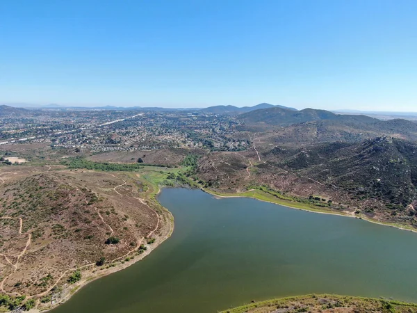 Aerial view of Inland Lake Hodges and Bernardo Mountain, San Diego County, California