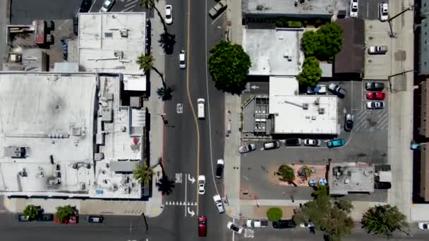 Aerial top view of Pacific Beach downtown road, San Diego — Stock Video