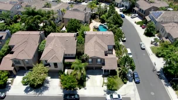 Aerial view of subdivision neighborhood with residential villas — Stock Video