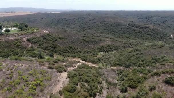Letecký pohled na Los Penasquitos Canyon Preserve během letní sezóny. — Stock video