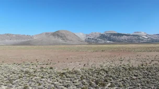 Vue aérienne du désert sec poussiéreux et de la montagne sur le fond à Lee Vining — Video