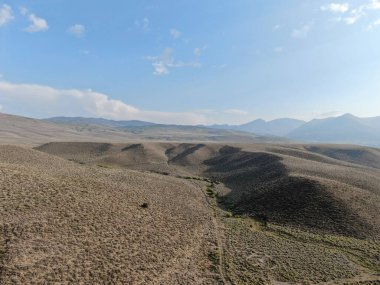 Mono County, ABD 'deki manzaralı yeşil çöl vadisi manzarası