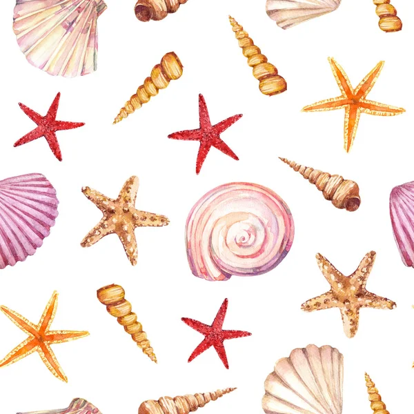 Sea animals seamless vector pattern. Bright nautilus shells, starfish,  colorful algae on the seabed. Cute underwater clams, flat cartoon style.  Summer ocean background for decoration, design 7455869 Vector Art at  Vecteezy, Star