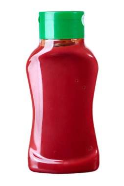 Beyaz zemin üzerine 500 ml, 250 ml izole ketçap şişesi
