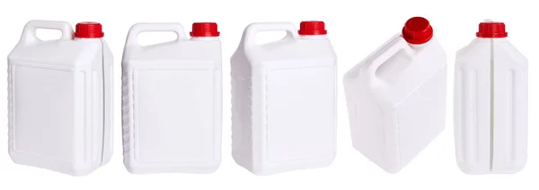 Farklı pozisyonlarda izole beyaz plastik kutuları kümesi
