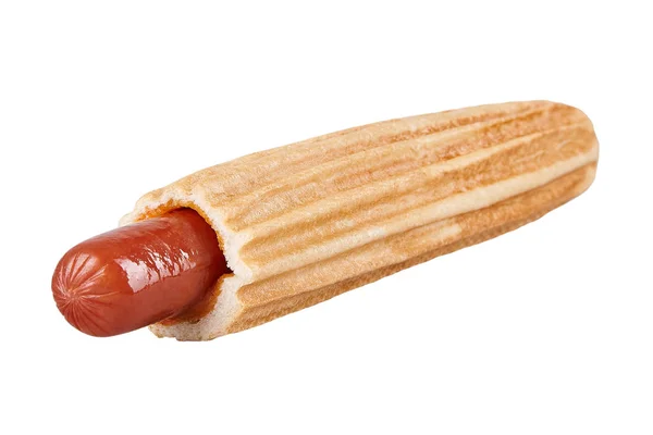 Francouzský Hot Dog Izolovaný Bílém Pozadí Vodorovné Připraveno Menu — Stock fotografie