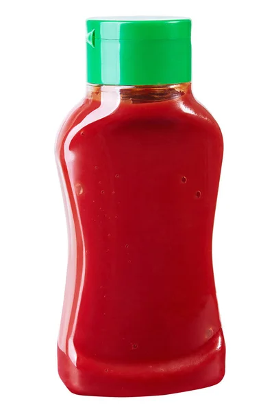 Beyaz zemin üzerine 500 ml, 250 ml izole ketçap şişesi
