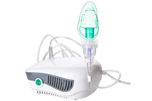 Medical Equipment Inhalation Respiratory Mask Nebulizer Isolated White Background Respiratory — Stock Photo, Image