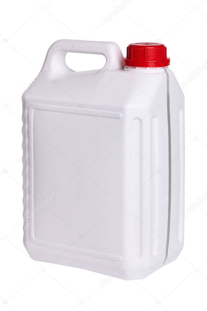 White plastic canister isolated