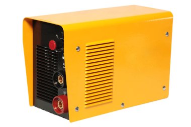 Yellow inverter welding machine, welding equipment isolated on a white background