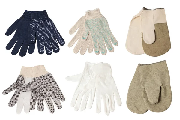 Çalışma eldiven kümesi. Beyaz izole