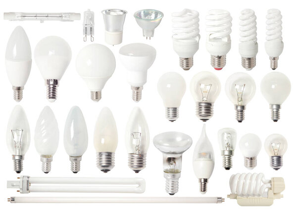 Set of Light bulbs isolated on white