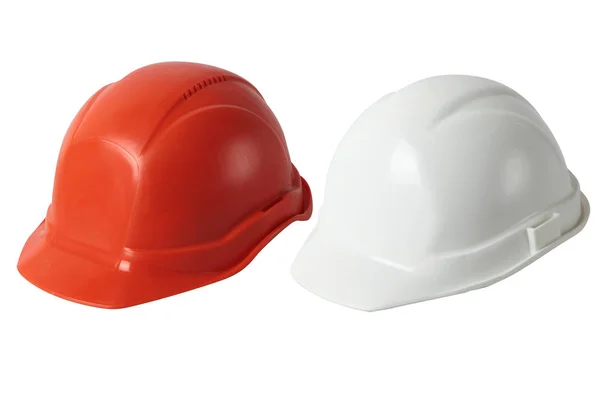 Set Engineer Helmets Isolated White Background Safety Uniform Industry Construction — Stockfoto