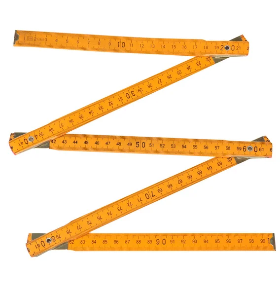 折叠规则 磁带测量插图 隔离在白色背景上 宽度和长度 测量工具 — 图库照片