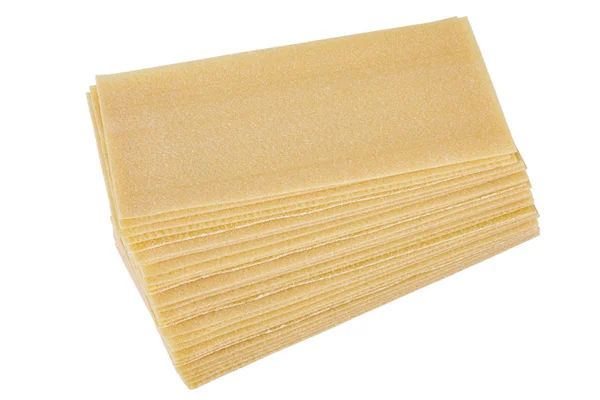 Lasagne Blätter Stapeln Sich Auf Weißem Hintergrund Haufen Getrockneter Ungekochter — Stockfoto