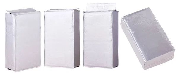 Packs Silver Color Foil Pack Coffee Mockup Blank Packaging Coffee — Stok fotoğraf