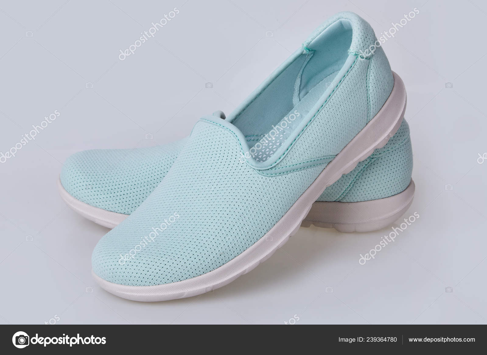 light blue slip ons