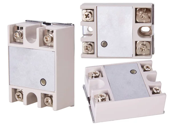 Solid State Relay Module Isolated White Background Single Phase Reduced — 图库照片