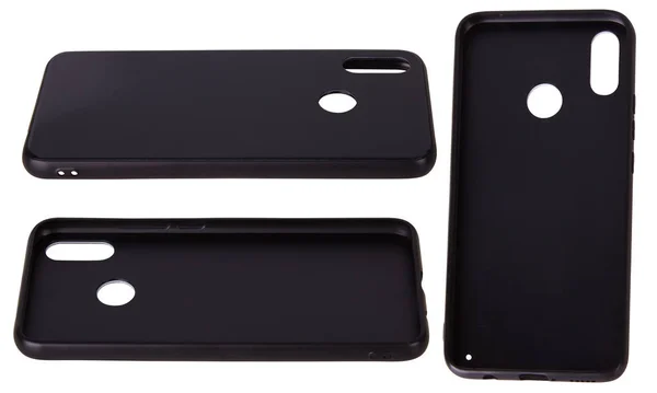 Kunststoff Schwarze Hülle Für Smartphone Isoliert Auf Weißem Hintergrund Leere — Stockfoto
