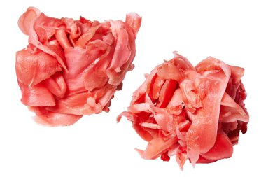 Japon baharatları. Beyaz arka planda izole zencefil turşusu