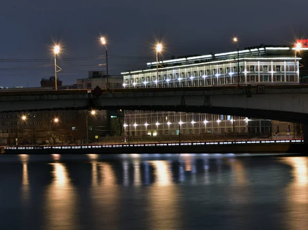 Night Moscow Bridge Moscow River — Stock Photo, Image