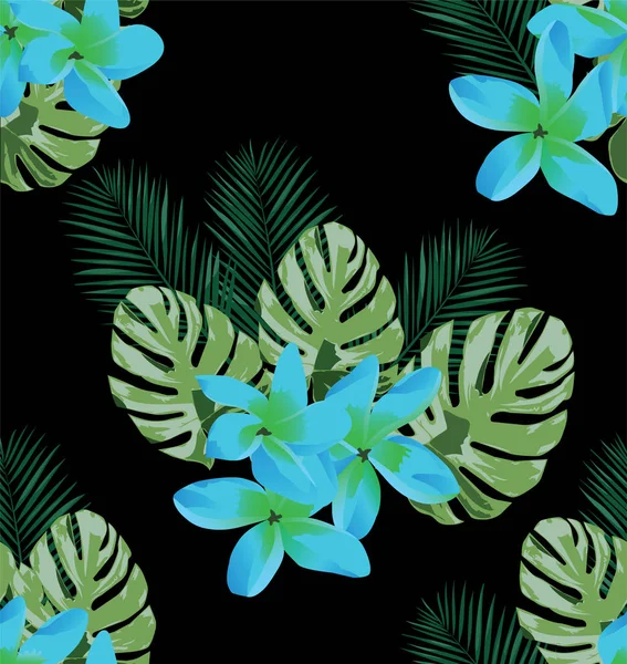 Ilustración Vectorial Fondo Floral Tropical Sin Costuras — Vector de stock