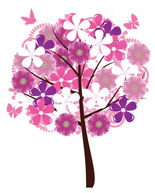 soyut bir çiçek ağaç vektör çizim