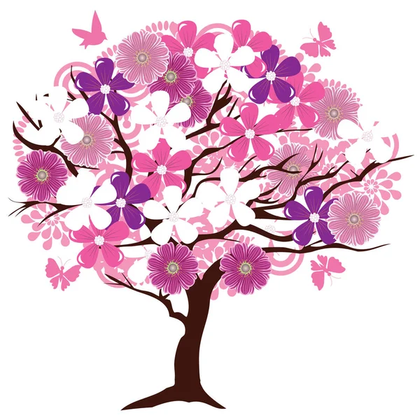 抽象的な花の木のベクトル図 — ストックベクタ