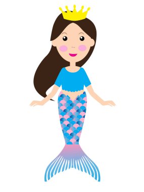 vektör çizim karikatür güzel deniz kızı 