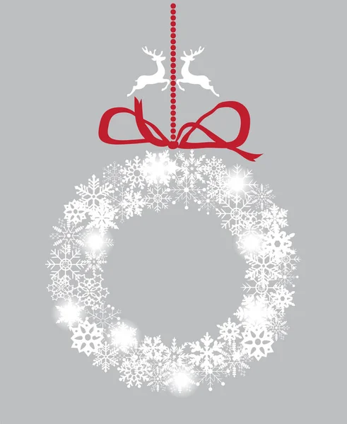 Vector Illustration Snowflake Wreath Christmas Background — Stock Vector
