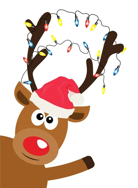 Vector Illustration Funny Christmas Deer — Stock Vector