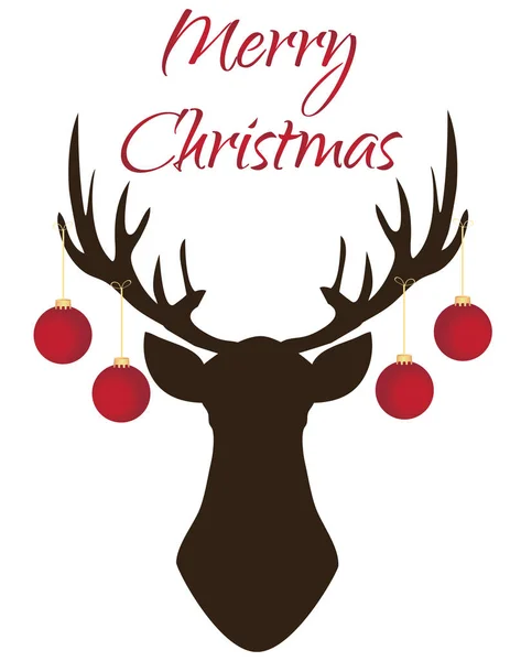 用圣诞球装饰的圣诞鹿的矢量插图 假期背景 — 图库矢量图片