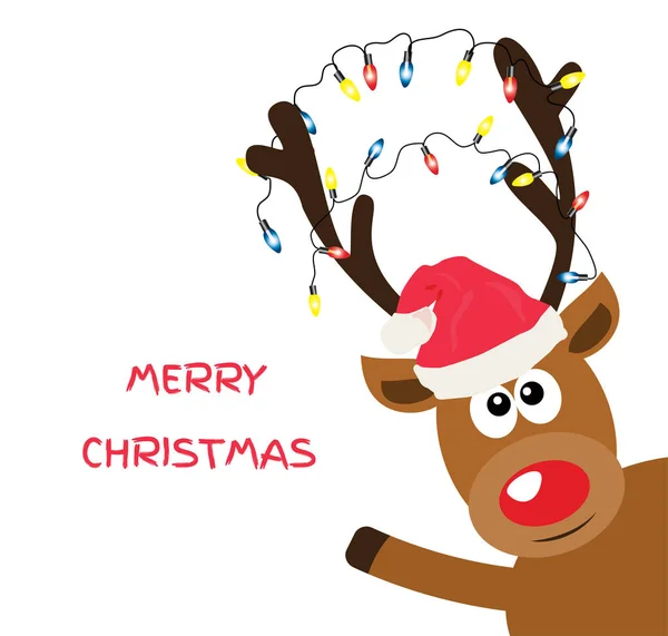 Vector Illustration Funny Christmas Deer — Stock Vector